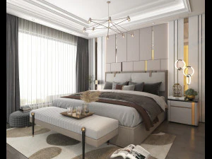 Modern Bedroom Interior Scene 22 3D Model