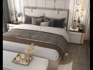 Modern Bedroom Interior Scene 22 3D Model