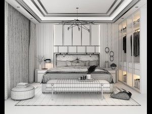 Modern Bedroom Interior Scene 22 3D 模型
