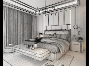 Modern Bedroom Interior Scene 22 3D 模型