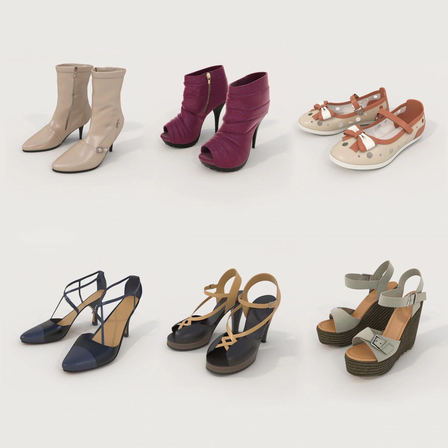 Women Shoes Collection 10 3D Model .c4d .max .obj .3ds .fbx .stl .blend