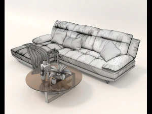 Modern Sofa and Coffee Table 3 3D Model