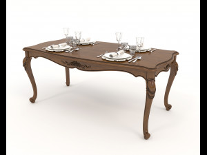 Classic Dining Table and Chairs 21 3D Модель
