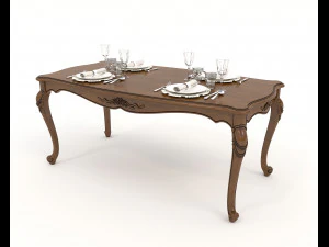 Classic Dining Table and Chairs 21 3D Model