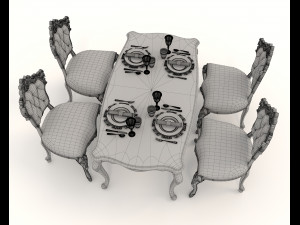 Classic Dining Table and Chairs 21 3D Модель