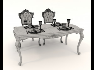 Classic Dining Table and Chairs 21 3D Модель