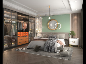 Modern Bedroom Interior Scene 23 Modello 3D