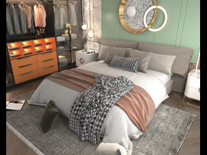 Modern Bedroom Interior Scene 23 Modello 3D