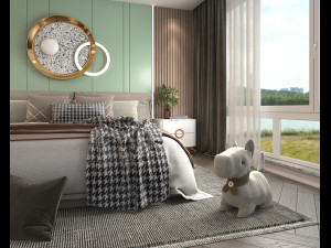 Modern Bedroom Interior Scene 23 Modello 3D