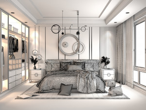 Modern Bedroom Interior Scene 23 Modello 3D