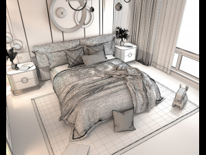 Modern Bedroom Interior Scene 23 Modello 3D