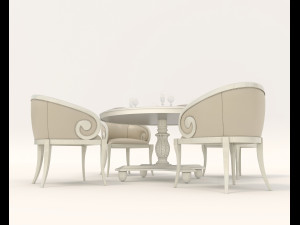 European Style Dining Table and Chairs 16 3D Model