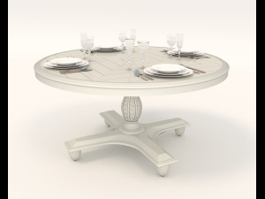 European Style Dining Table and Chairs 16 3D Model