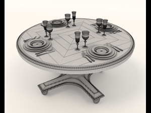 European Style Dining Table and Chairs 16 3D Model