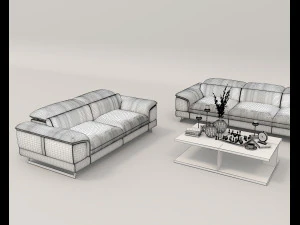 Modern Sofa and Coffee Table 4 3D Model