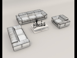 Modern Sofa and Coffee Table 4 3D मॉडल