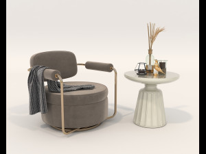 Contemporary Style Coffee Table and Armchair 16 3D Model