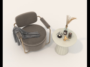 Contemporary Style Coffee Table and Armchair 16 Modelo 3D