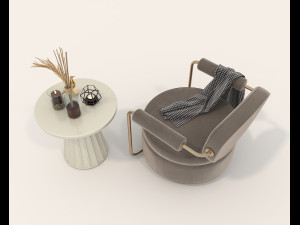 Contemporary Style Coffee Table and Armchair 16 Modelo 3D