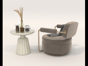 Contemporary Style Coffee Table and Armchair 16 Modelo 3D