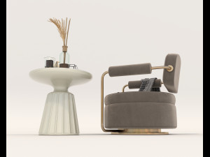 Contemporary Style Coffee Table and Armchair 16 Modelo 3D