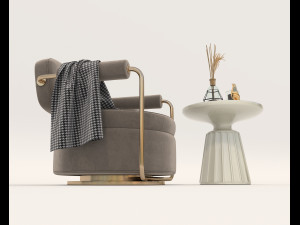 Contemporary Style Coffee Table and Armchair 16 Modelo 3D