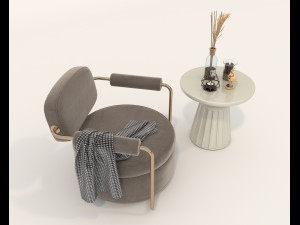 Contemporary Style Coffee Table and Armchair 16 Modelo 3D