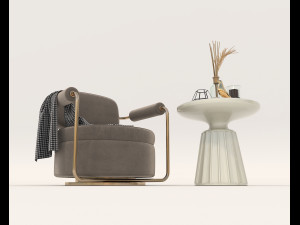 Contemporary Style Coffee Table and Armchair 16 Modelo 3D
