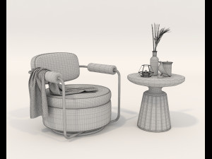 Contemporary Style Coffee Table and Armchair 16 Modelo 3D