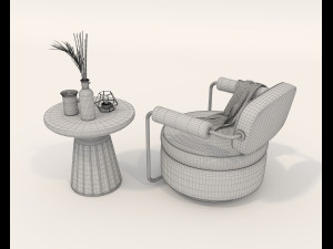 Contemporary Style Coffee Table and Armchair 16 Modelo 3D