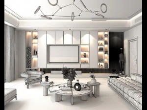 Modern Living Room Scene 3 3D Model