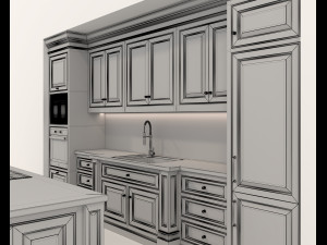 European Style Kitchen 7 Model 3D