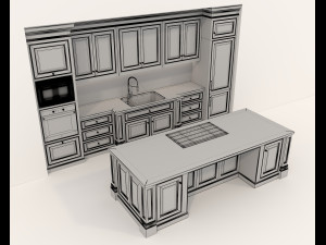 European Style Kitchen 7 Model 3D