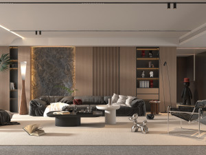 Contemporary Living Room Scene 3D Model