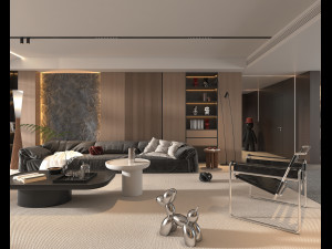Contemporary Living Room Scene 3D Model