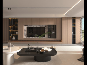 Contemporary Living Room Scene 3D Model