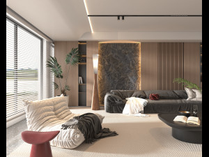 Contemporary Living Room Scene 3D Model