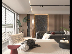 Contemporary Living Room Scene 3D Model