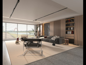 Contemporary Living Room Scene 3D Model