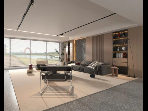 Contemporary Living Room Scene 3D Model