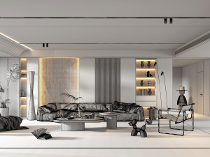 Contemporary Living Room Scene 3D Model