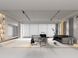 Contemporary Living Room Scene 3D Model