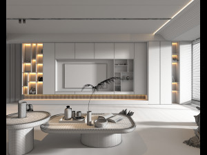 Contemporary Living Room Scene 3D Model