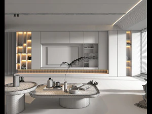 Contemporary Living Room Scene 3D Model