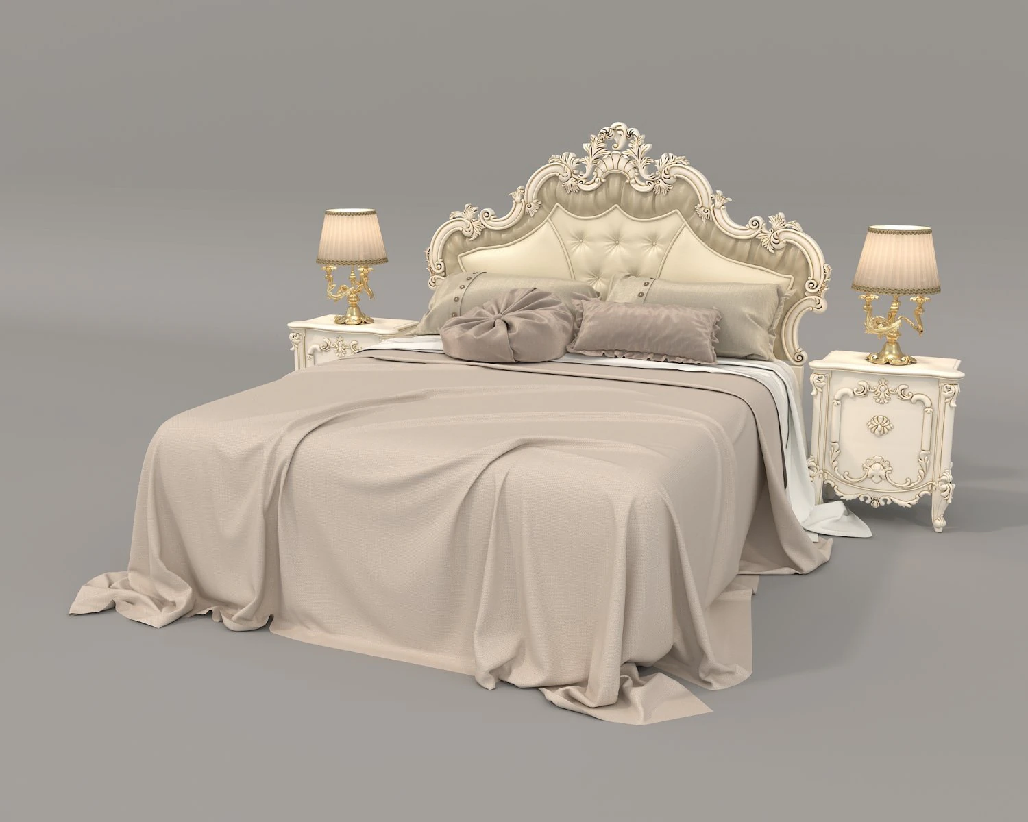 Classic Style Bed Set 28 3D Model .c4d .max .obj .3ds .fbx .stl .blend