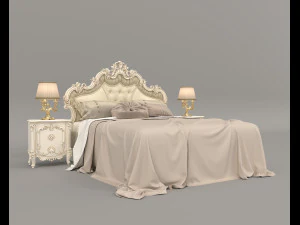 Classic Style Bed Set 28 3D Model