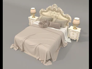 Classic Style Bed Set 28 3D Model