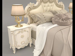 Classic Style Bed Set 28 3D Model