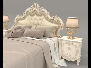 Classic Style Bed Set 28 3D Model