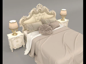 Classic Style Bed Set 28 3D Model
